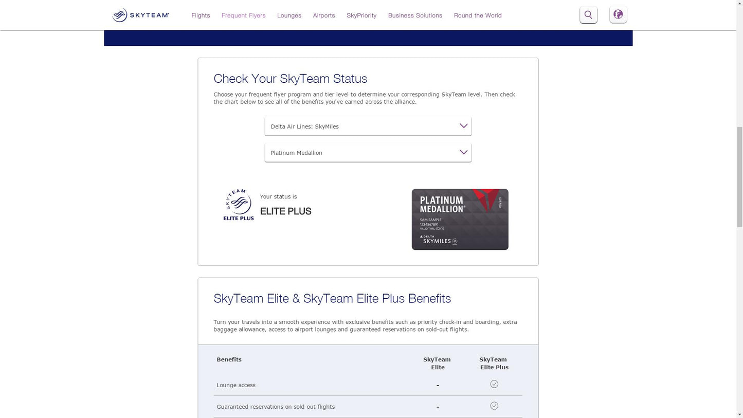 Delta Platinum Medallion Status Upgrade | Skyteam Elite Plus